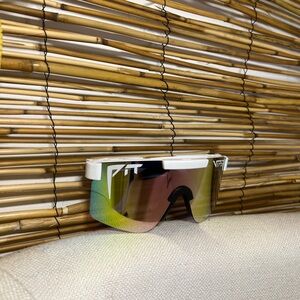 Pit Viper White Frame Mirrored Shield Sunglasses  “the Miami”